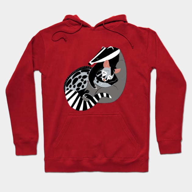 Love 365 Need a hug badgers and genets Red Hoodie by belettelepink